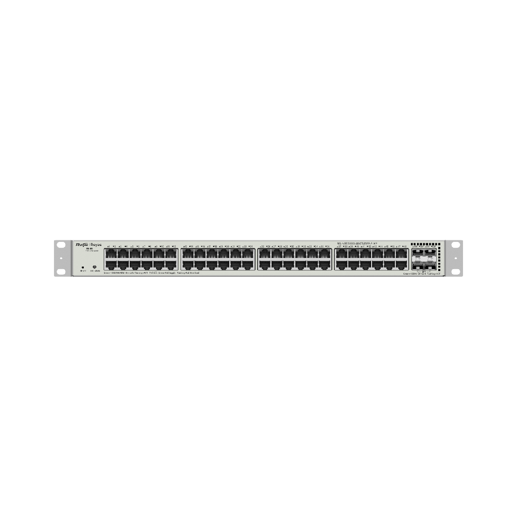 RG-NBS3100-48GT4SFP-P-V2, 48-Port Gigabit Layer 2 Cloud Managed PoE Switch, 4 x 1G Uplinks
