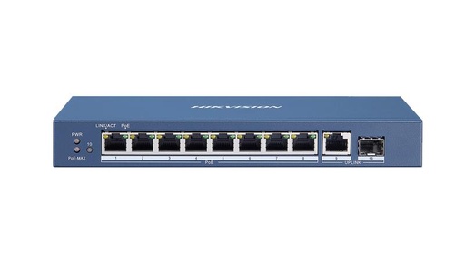 [DS-3E0510P-E(O-STD)] سويتش شبكه POE هيكفيجن سريع، 8 منافذ جيجابايت في الثانية مع خاصية POE