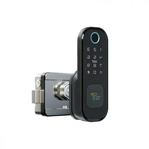 [R\BLACK TTLOCK] قفل اللكتروني خارجي KM للابواب الحديدية من يال 