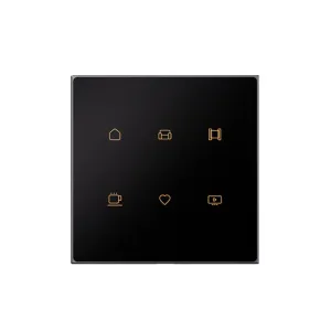 [LS220-WM6]  Nature Switch Scene Panel (6Key)(Black AG Glass -White 3way)