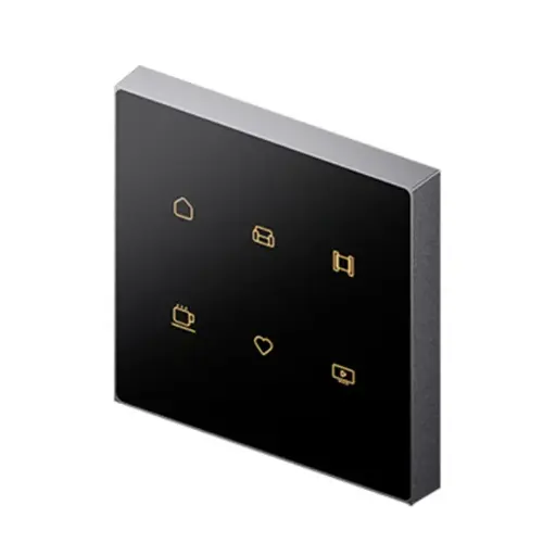 [LS220-GM6]  Nature Switch Scene Panel (6Key)(Black AG Glass -White 3way)