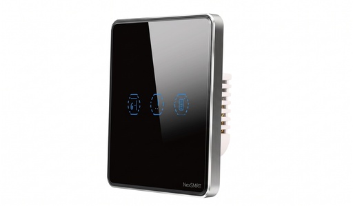 [NEXSW-TB-C-Z] Zigbee Smart Wall Switch for Blind Control with Flat Glass Design, 16 Amp Bridle with N and L Connections, Black Glass Front and Black PC Frame for Stylish and Reliable Smart Blind Control