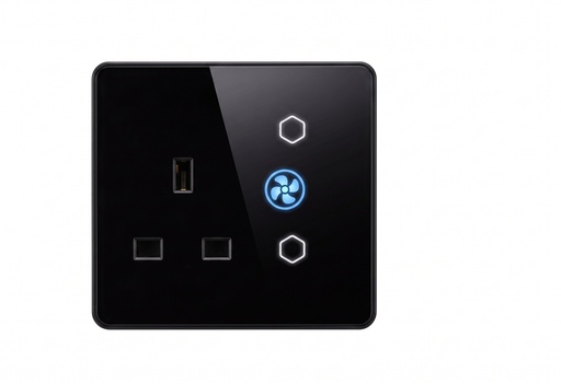 [NEXSW-SB-Z] مقبس حائط ذكي Zigbee بمعيار UK بتصميم زجاج مسطّح مع شاحنType-C مدمج، مزوّد بقدرة 16 أمبير وتوصيل NوL، وبواجهة زجاج أسود وإطار PC أسود لمظهر أنيق ووظيفة عملية