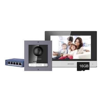 [DS-KIS602(B)] Hikvision Outdoor Video Doorbell + Indoor Monitor Intercom Kit