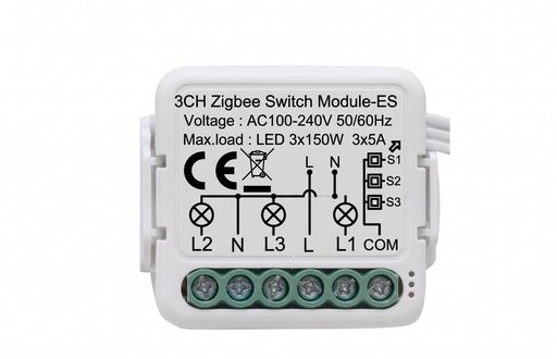 [NEXRE-3G-Z] وحدة مفتاح ذكي Zigbee بتوصيل NوL، أحادية (2Gang) وبقدرة 16 أمبير، تتيح تحويل المفاتيح التقليدية الحالية إلى مفاتيح ذكية، وتعمل بجهد AC 100–240فولت/50–60هرتز للتحكم الذكي بالإضاءة والأجهزة الكهربائية.