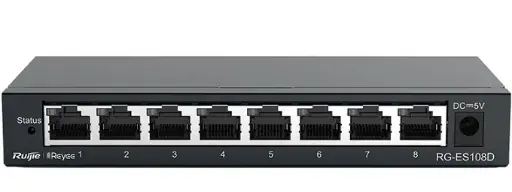[RG-ES108GD] سويتش جيجابت غير مُدار بـ 8 منافذ، 8 منافذ جيجابت RJ45، هيكل فولاذي