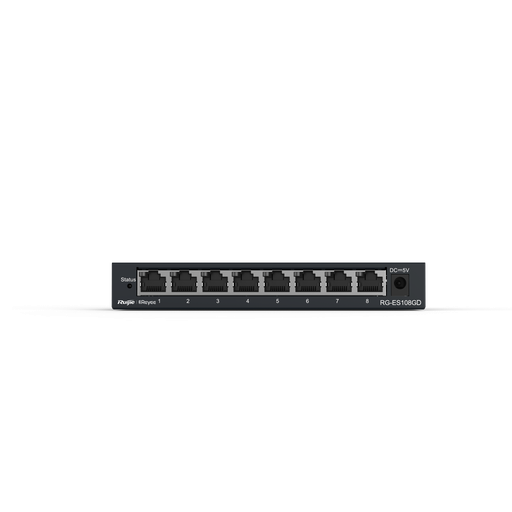 [RG-ES108GD] سويتش جيجابت غير مُدار بـ 8 منافذ، 8 منافذ جيجابت RJ45، هيكل فولاذي