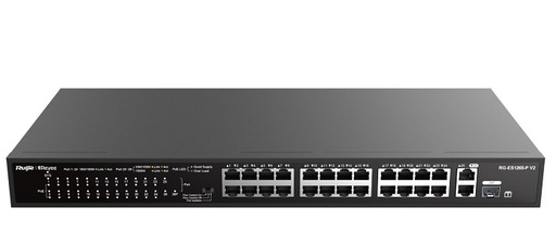 [RG-ES126S-P V2] سويتش 24 منفذ بسرعة 10/100 ميجابت في الثانية مع محول PoE بمنفذين جيجابت