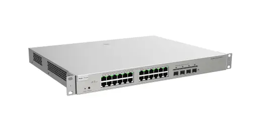 [RG-NBS5200-24GT4XS-P] 24 × 10/100/1000Base-T copper ports with auto-negotiation, 4 × SFP+ ports, fixed single AC power supply, PoE/PoE+ power supply, 370 W PoE power supply